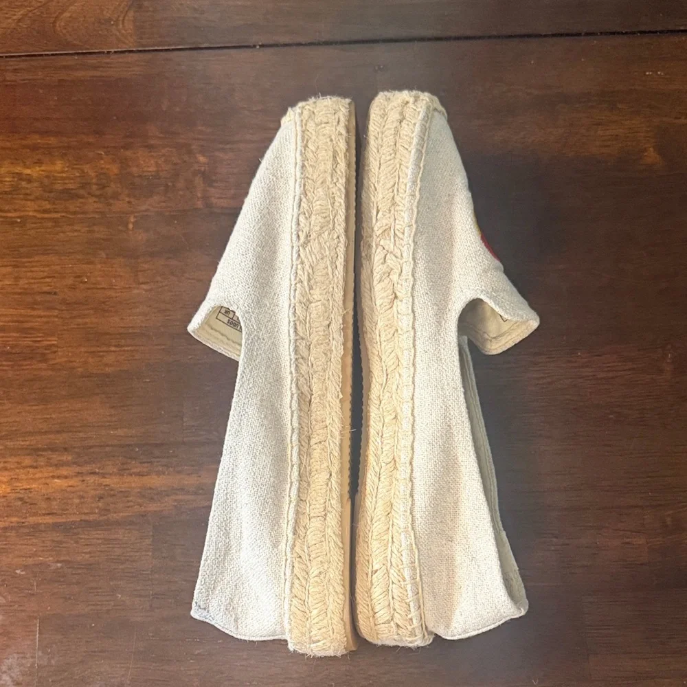 Soludos Beige Espadrilles with Multicolor Heart Embroidery